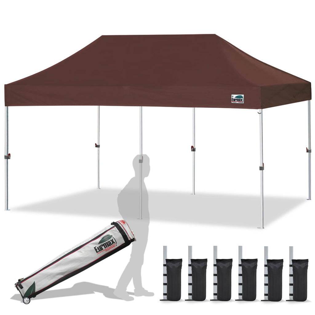 Eurmax USA 10x10ft Pop Up Canopy,Commercial Instant Tent for Outdoor Events,Patented No-Tip Rolling Storage Bag with 4 Sandbags,UV & Water Resistant,Heavy Duty Portable Shelter Gazebo,White