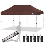 Eurmax USA 10x10ft Pop Up Canopy,Commercial Instant Tent for Outdoor Events,Patented No-Tip Rolling Storage Bag with 4 Sandbags,UV & Water Resistant,Heavy Duty Portable Shelter Gazebo,White