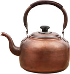 Whistling Kettle Teapot,Premium Copper Tea Kettle for Stove Top,Rustic Tea Pot with Ergonomic Handle,Work for All Stovetops