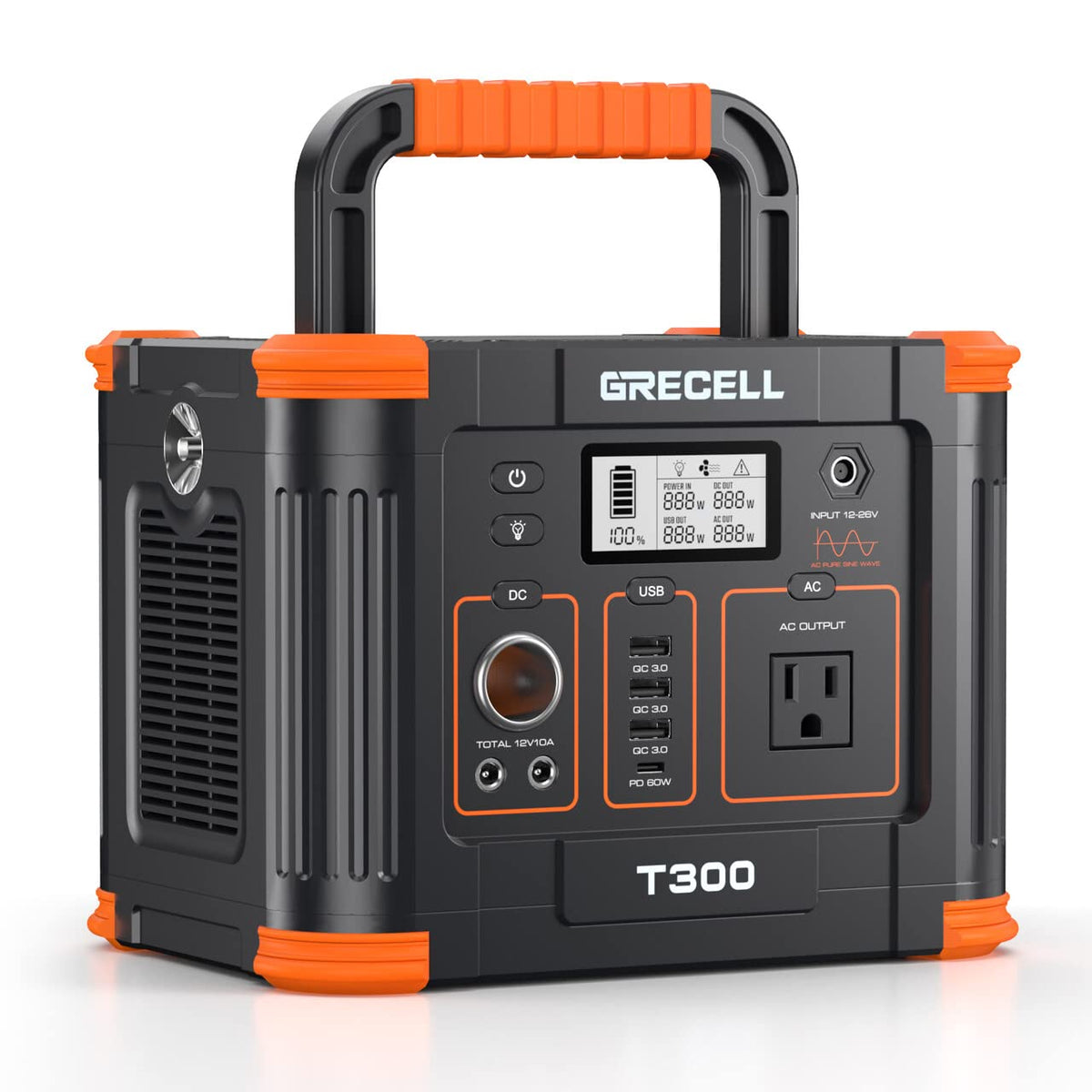 GRECELL 999Wh Solar Generator 1000W Portable Power Station for Outdoor