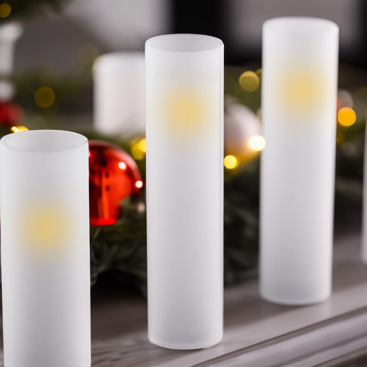 WGVI Hurricane Candle Holder Sleeve, W: 3", Ht: 6", Frosted Glass Cylinder Open Both Ends, Chimney Tube Shade, 24 Piece