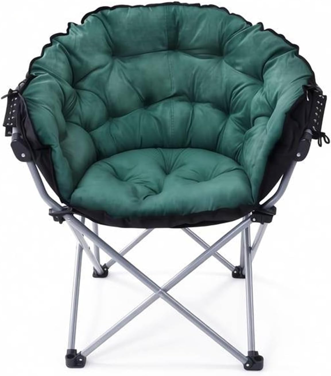 Lounge Chair, Fabric Stool Chair Lazy Couch Chair Lounge Chair Moon Chair Folding Chair Lunch Break Chair 65x65x93cm(Green)