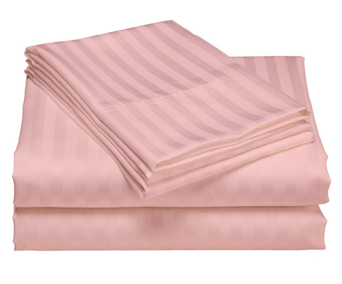 USA RV King Sheet Set in Purple Stripe 400 Thread-Count 100% Egyptian Long Staple Cotton, Sateen Weave for Soft and Silky Feel, Breathable 4-Piece Bedsheet, Elasticized 24'' Extra Deep Pocket