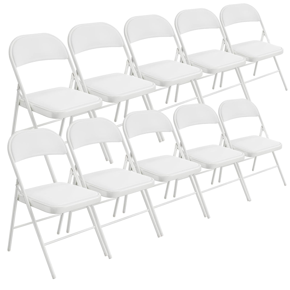 Bonnlo Folding Chair with Comfortable Padded Cushion and Back, Portable Folding Chairs for Outside, Office Events, Weddings, Pu Leather, 6 Black
