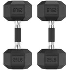 HANDBODE Hex Dumbbell Set of 2, Rubber Encased Fixed Dumbbells, 2.5-65 lb
