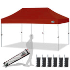 Eurmax USA 10x10ft Pop Up Canopy,Commercial Instant Tent for Outdoor Events,Patented No-Tip Rolling Storage Bag with 4 Sandbags,UV & Water Resistant,Heavy Duty Portable Shelter Gazebo,White
