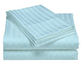 USA Full Sheet Set in Turquoise Blue Stripe 400 Thread-Count 100% Egyptian Long Staple Cotton, Sateen Weave for Soft and Silky Feel, Breathable 4-Piece Bedsheet, Elasticized 24'' Extra Deep Pocket