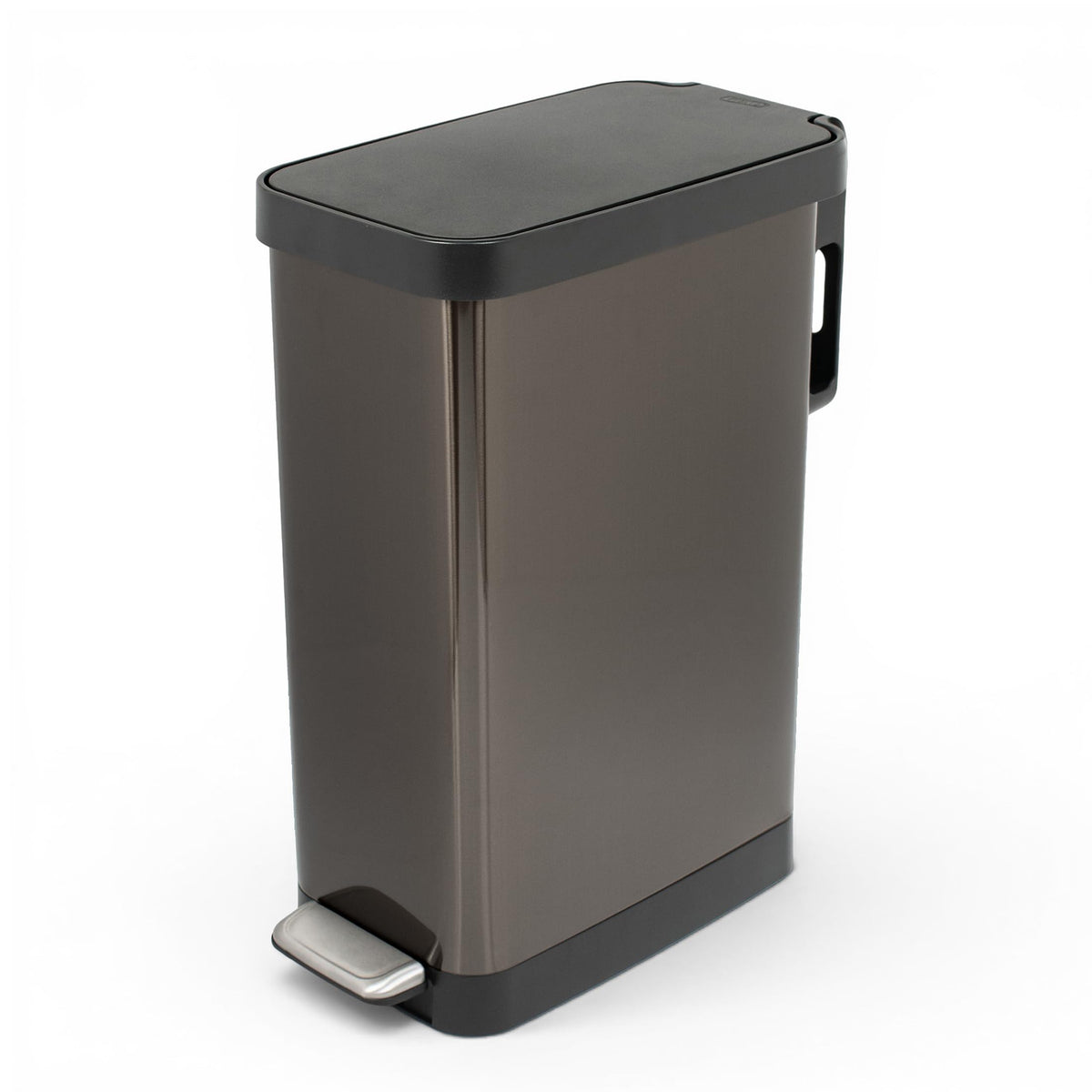 Glad Slim Trash Can with Clorox Odor Protection - Narrow Kitchen Garbage Bin with Soft Close Lid, Step On Foot Pedal and Waste Bag Roll Holder, All Stainless, 12 Gallon/45 Liter