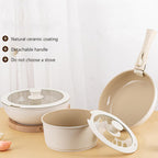 Pots and Pans Set Non Stick Detachable Handle Cookware, Ceramic Kitchen Cookware Sets, Removable Handle Pots and Pans 6 Piece, RV Cookware