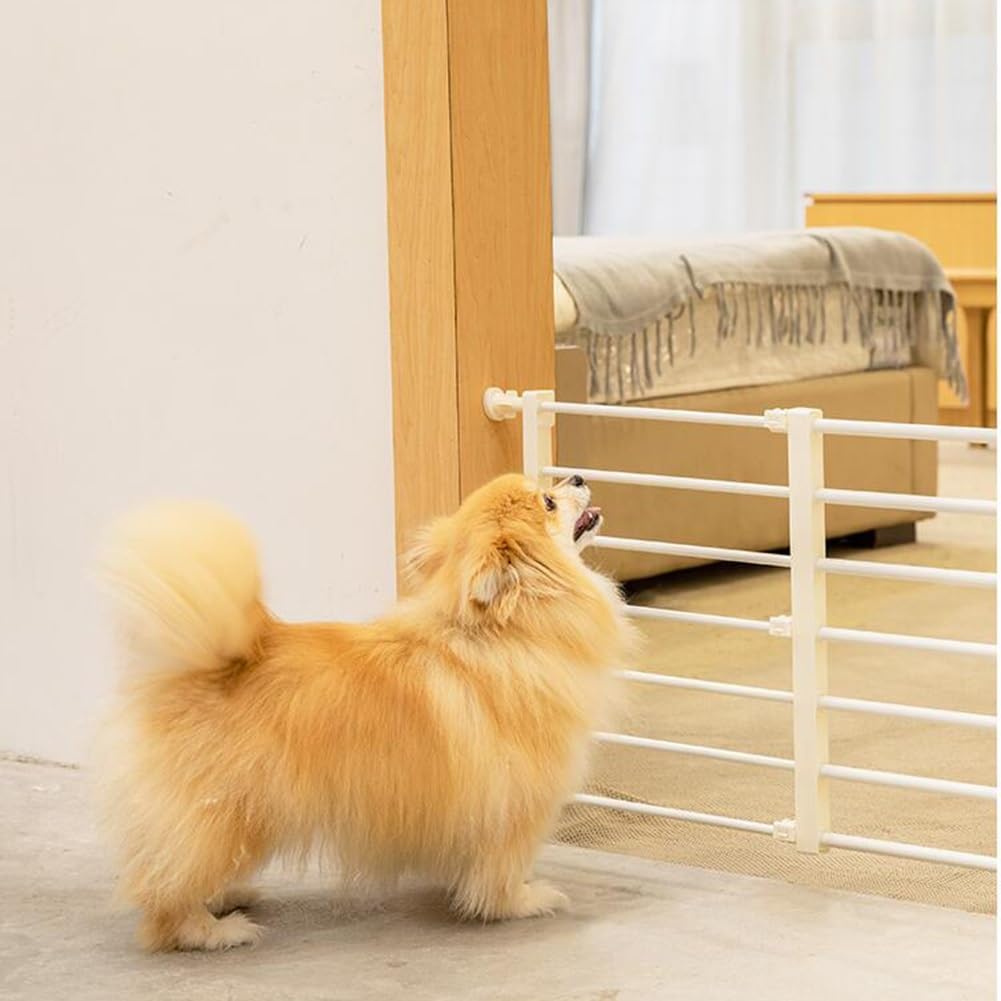 Etlegor Short Dog Gate Expandable Dog Gate Step Over Pressure Mount Small Pet Gate Low Pet Gate-Adjustable Puddy Gates for Indoor, Doorways Stair Gate (Color : White, Size : 42 x W93-160cm)