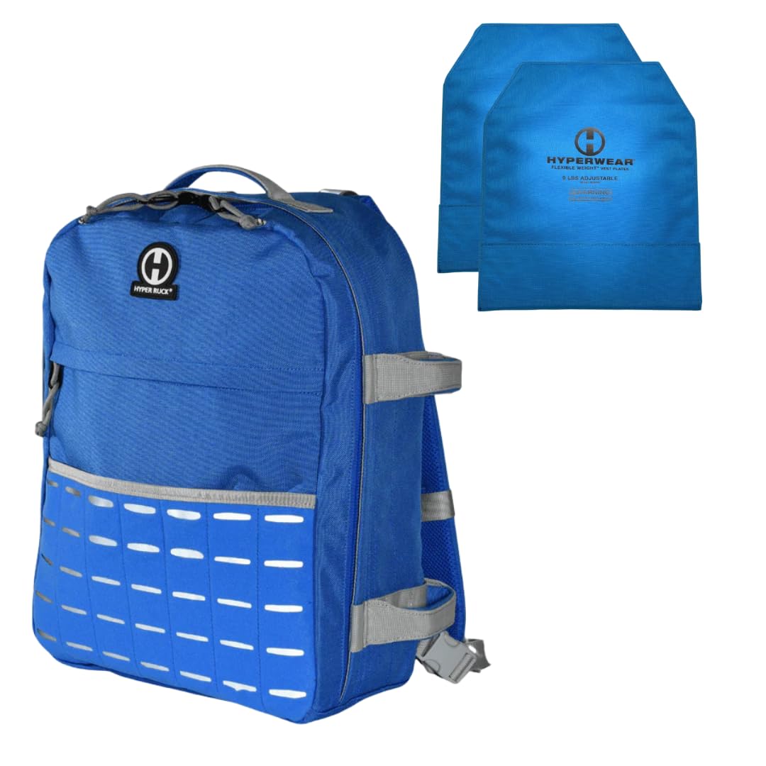 HYPERWEAR® Rucking Backpack with Weights for Walking - 20L Adjustable Weighted Ruck Pack, FlexLoad Plate System