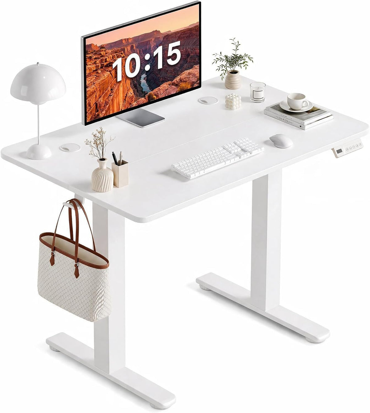 Claiks 32 x 19 Inch Rustic Brown Electric Standing Desk