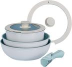 Pots and Pans Set Non Stick Detachable Handle Cookware, Ceramic Kitchen Cookware Sets, Removable Handle Pots and Pans 6 Piece, RV Cookware