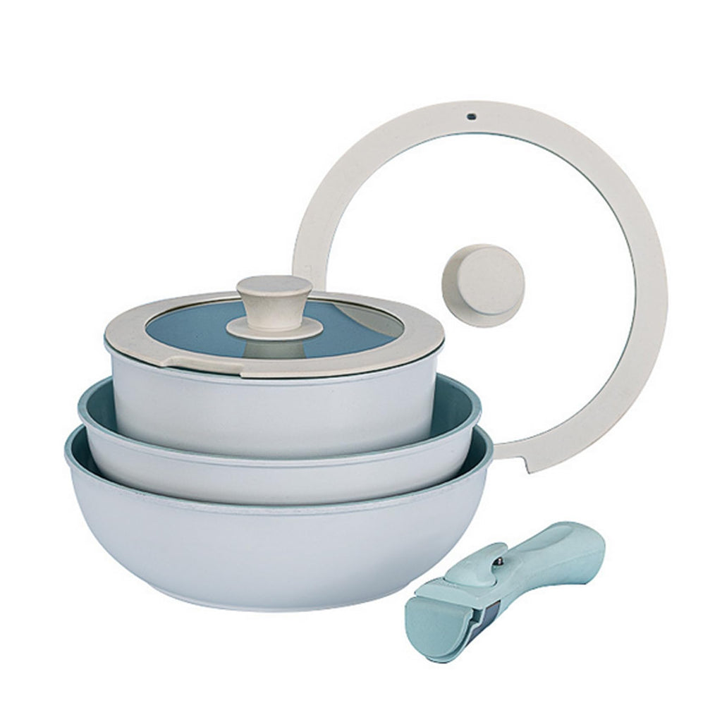 Pots and Pans Set Non Stick Detachable Handle Cookware, Ceramic Kitchen Cookware Sets, Removable Handle Pots and Pans 6 Piece, RV Cookware
