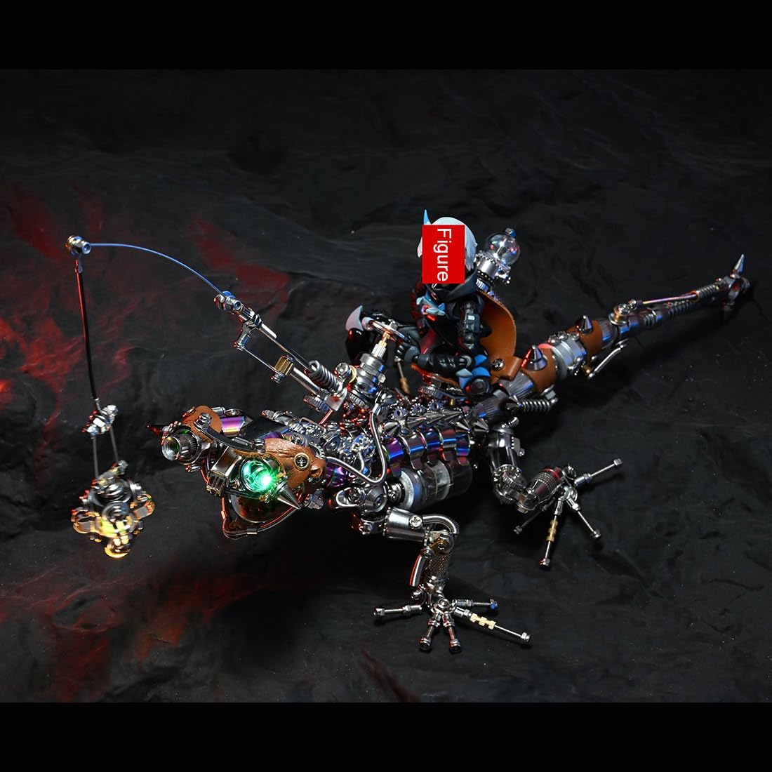 3D Metal Puzzle Animal Model Kit, 1000PCS DIY Assemble Steampunk Mechanical Lizard Model with LED Light, Creative Handcrafted Metal Art Craft Desktop Display & Decoration for Adults