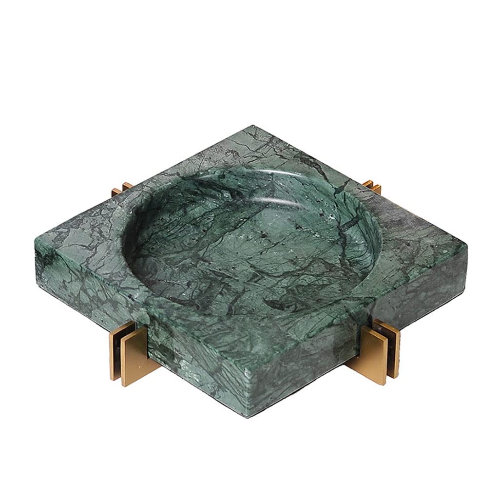 Ashtray Nordic Marble Ashtray with Metal Shelf Ash Tray Living Room Office Cafe Hotel Rooms Ash Holder Gift for Boyfriend Home Ashtrays(White,23.3 * 23.3 * 4cm)