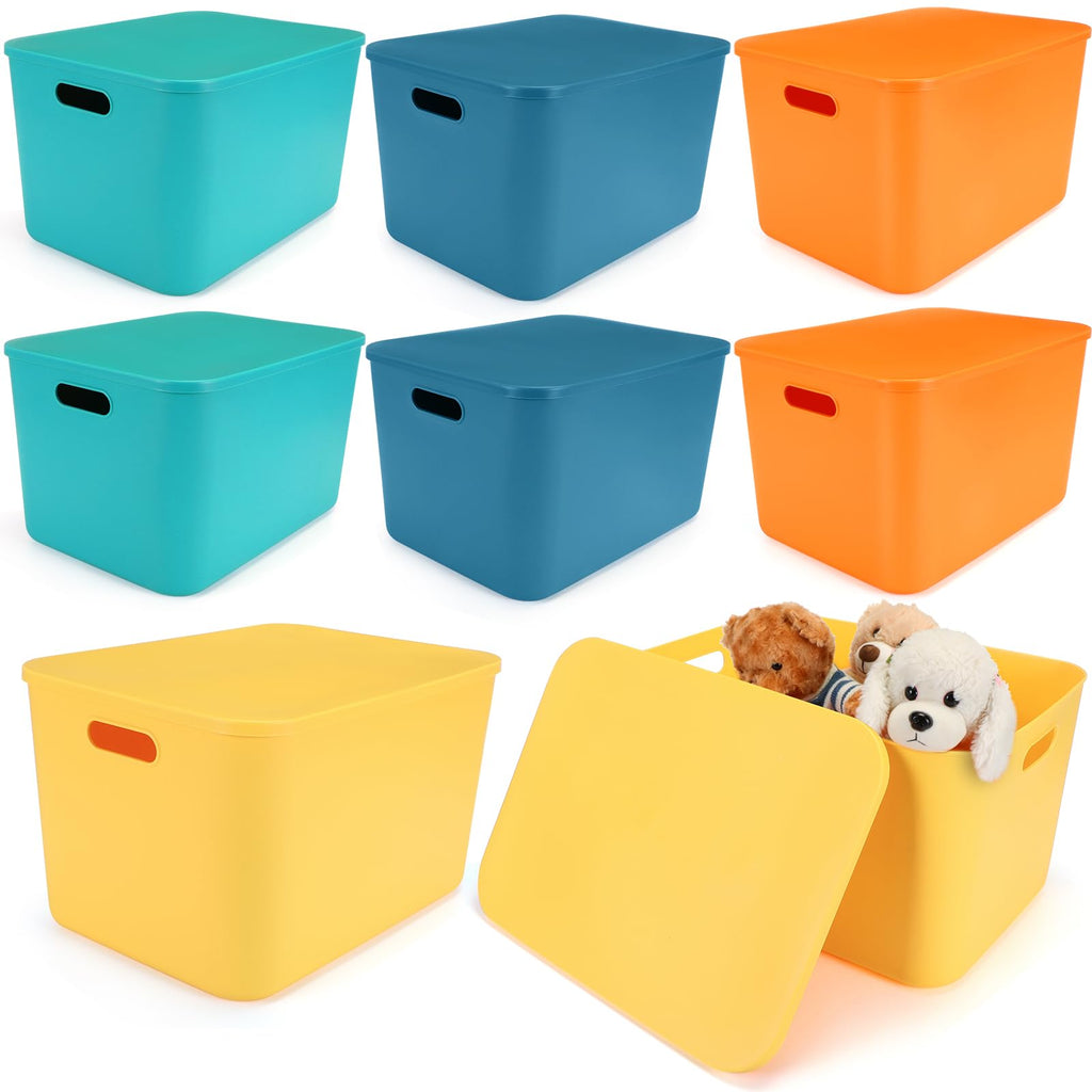 Hoolerry 8 Pieces Storage Bins, 14.2 x 10.2 x 9.5 Inch, Black