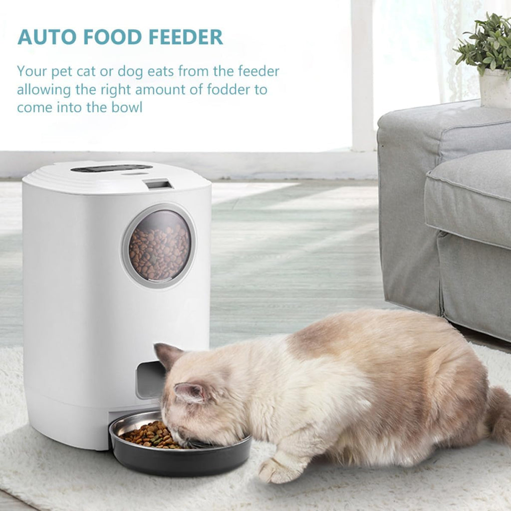 Automatic Pet Feeder for Cats 4.5L White USB Charging