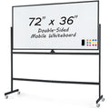 Goplus Rolling Whiteboard, 72" x 36" Large Double-Sided Dry Erase Board