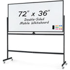 Goplus Rolling Whiteboard, 72" x 36" Large Double-Sided Dry Erase Board