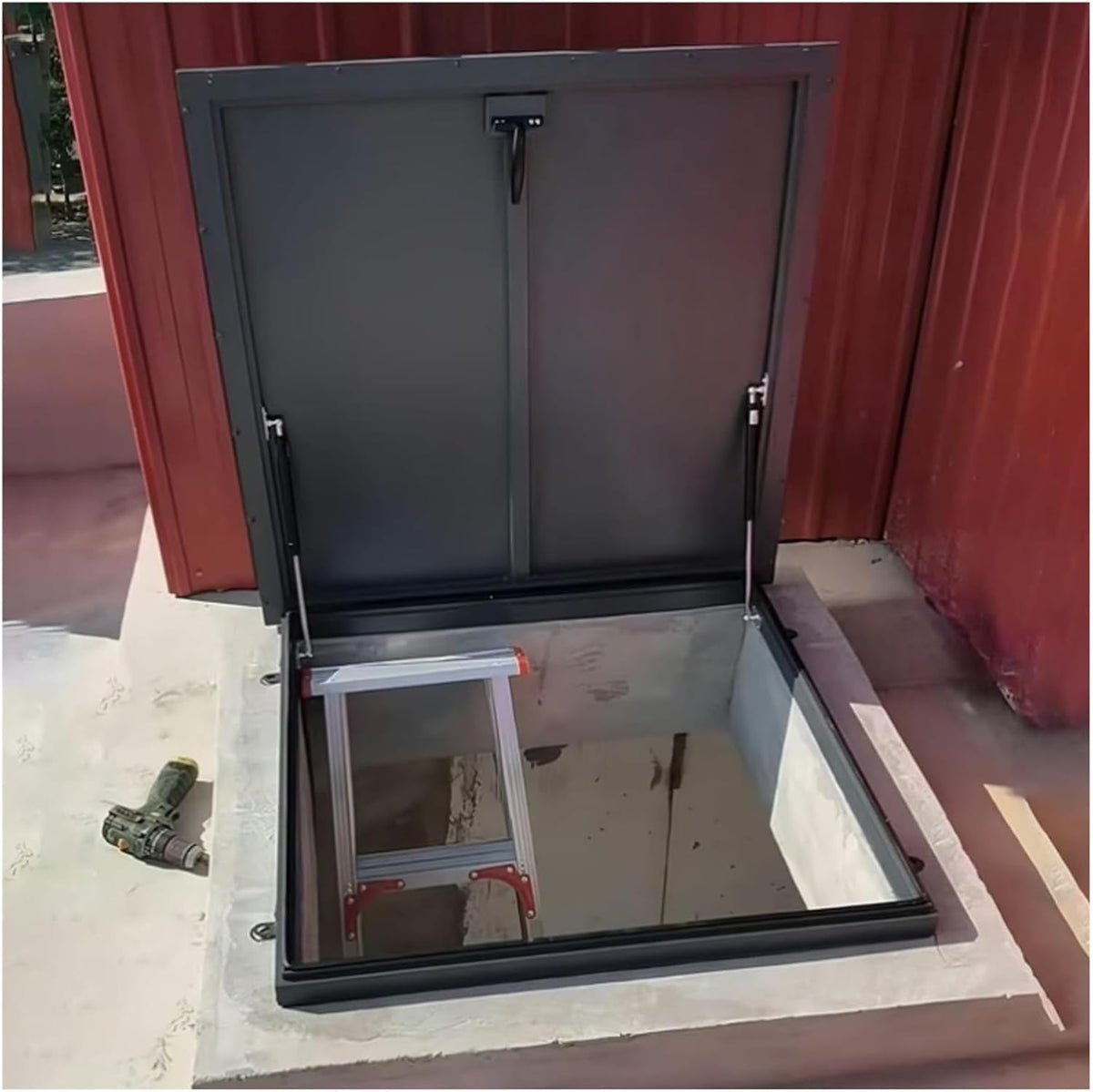Dark Gray Manhole Cover Inspection Well Covers 20" 22 24 26 28 30 32 34 36 38 40 Inch, Basement Access Lid Weatherproof Roof Hatch Cover, Rainproof Leakproof Roof Exit Lid(20"x22")