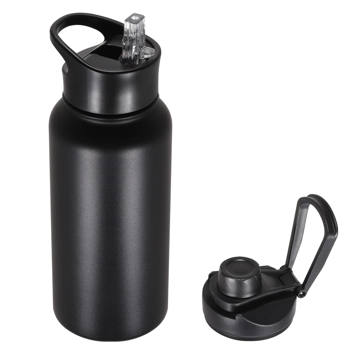 32 oz Insulated Water Bottle Bulk 8 Pack, Stainless Steel Sports Water Bottles with Straw Lid & Wide Mouth Lids, Double Walled Vacuum, Leak Proof, White