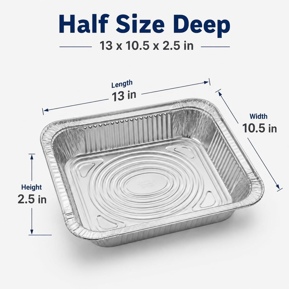 Half Size Deep Aluminum Pans, 13 x 10.5 x 2.5 In (100, Trays Only)