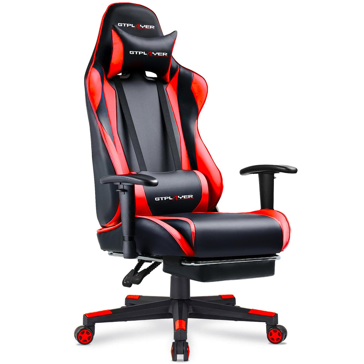 GTPLAYER Gaming Chair with Footrest, Ergonomic Computer Game Desk Chair, Reclining Gamer Chair Seat Height Adjustment, Swivel Rocker with Headrest and Lumbar (Gray)