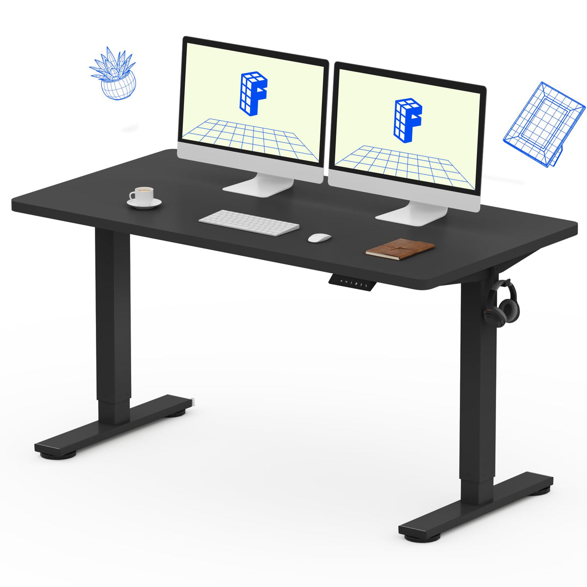 FLEXISPOT EN1 One-Piece Standing Desk, Electric Adjustable with 4 Memory Presets, 176 LBS Capacity, Stable & Quiet, Seamless Desktop for Home Office & Dual Monitors, 48"x24" Maple(White Frame)