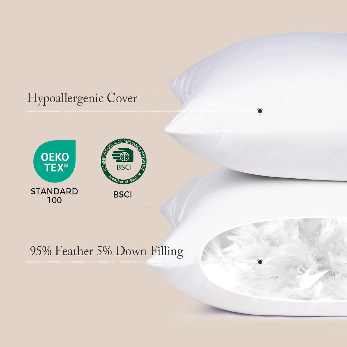 puredown® 24x24 Feather Down Pillow Inserts, Set of 4 Throw Pillow Inserts for Decorative Throw Pillow, Bed, Couch and Home Decor