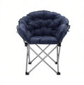 Lounge Chair, Fabric Stool Chair Lazy Couch Chair Lounge Chair Moon Chair Folding Chair Lunch Break Chair 65x65x93cm(Blue)
