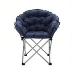 Lounge Chair, Fabric Stool Chair Lazy Couch Chair Lounge Chair Moon Chair Folding Chair Lunch Break Chair 65x65x93cm(Blue)