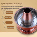 Chinese Charcoal Hot Pot, Food-grade Stainless Steel Hot Pot，Gold-13.4in