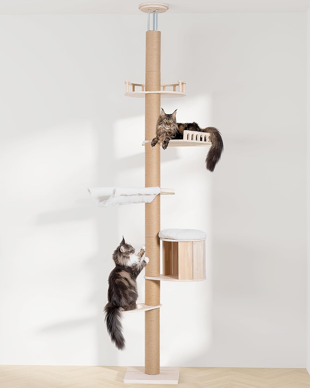 Aechonow 10.2ft Floor to Ceiling Cat Tree for Large Cats, Tall Cat Tower