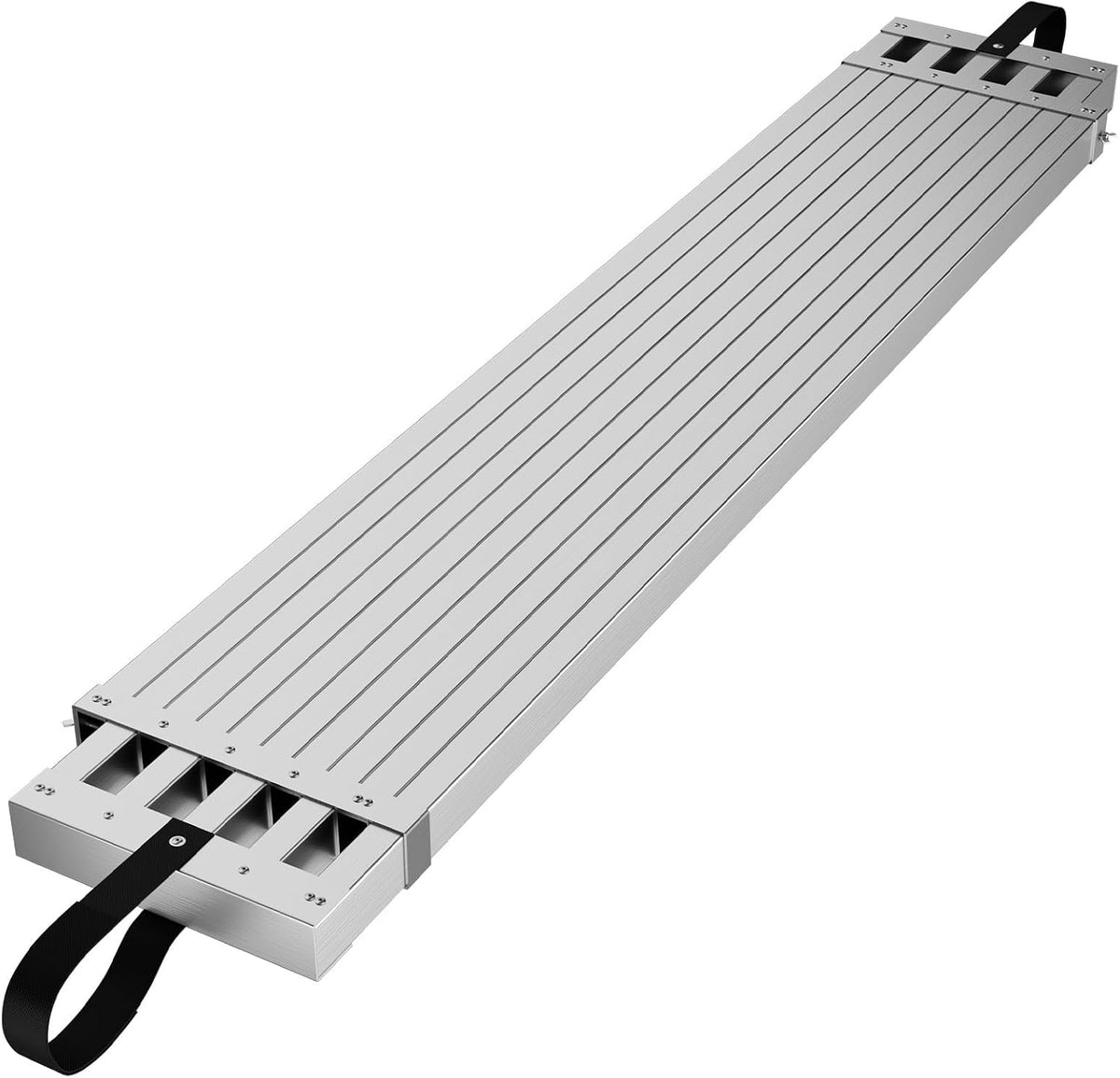 ACEKOOL 6-9FT Aluminum Scaffolding Plank, 440Lbs Capacity Aluminum Telescoping Work Plank, 12.5 Inch Width, Extension Plank with Skid-Proof Platform, Viscous Straps for Ladder Accessory