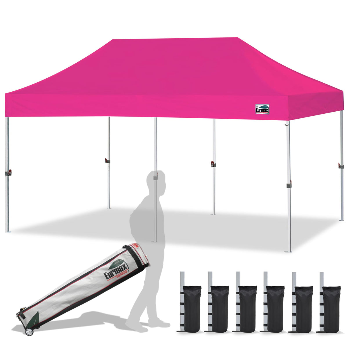 Eurmax USA 10x10ft Pop Up Canopy,Commercial Instant Tent for Outdoor Events,Patented No-Tip Rolling Storage Bag with 4 Sandbags,UV & Water Resistant,Heavy Duty Portable Shelter Gazebo,White