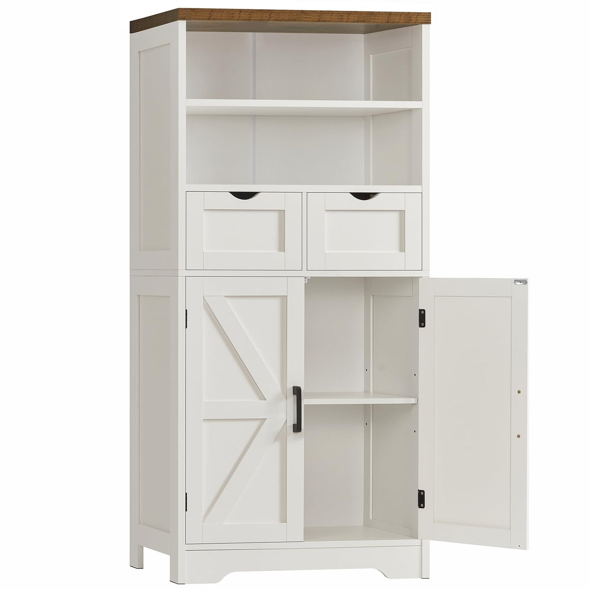TEENFON Storage Cabinet, Coffee Bar Cabinet with 3 Drawers, 2 Adjustable Shelves & 2 Doors, Buffet Cabinet, Kitchen Cabinet for Kitchen, Dining Room, Living Room, White
