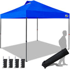 Eurmax USA 10x10ft Pop Up Canopy,Commercial Instant Tent for Outdoor Events,Patented No-Tip Rolling Storage Bag with 4 Sandbags,UV & Water Resistant,Heavy Duty Portable Shelter Gazebo,White