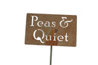 Funny Garden Stake 20 to 33 Inches Tall (Peas & Quiet, Large 28" Tall)