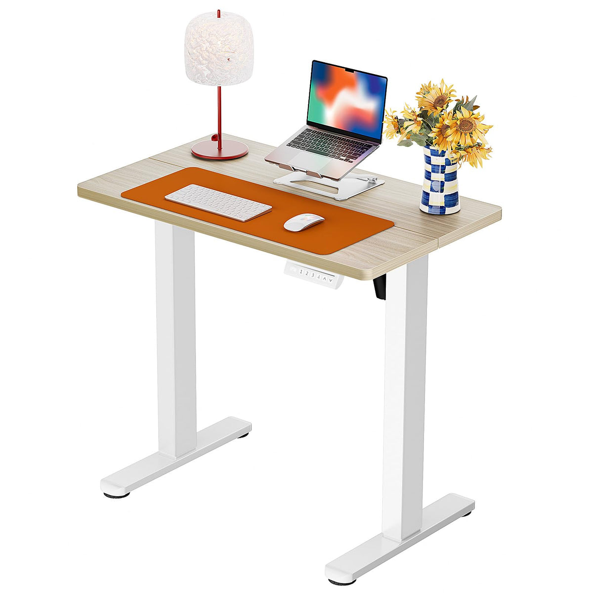 ErGear Height Adjustable Electric Standing Desk, 48 x 24 Inches Sit Stand up Desk, Memory Computer Home Office Desk, Vintage Brown
