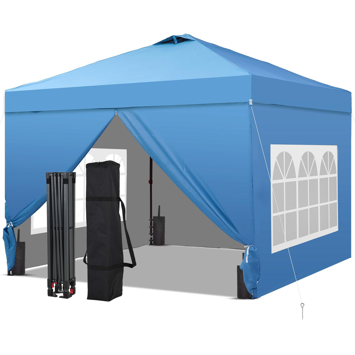 GDY 10x10FT Pop-Up Canopy Tent — with 4-Side Walls & Vented Top, Portable Outdoor Event Tent for Garden, Poolside, Parks, Parties,Camping, Pink.