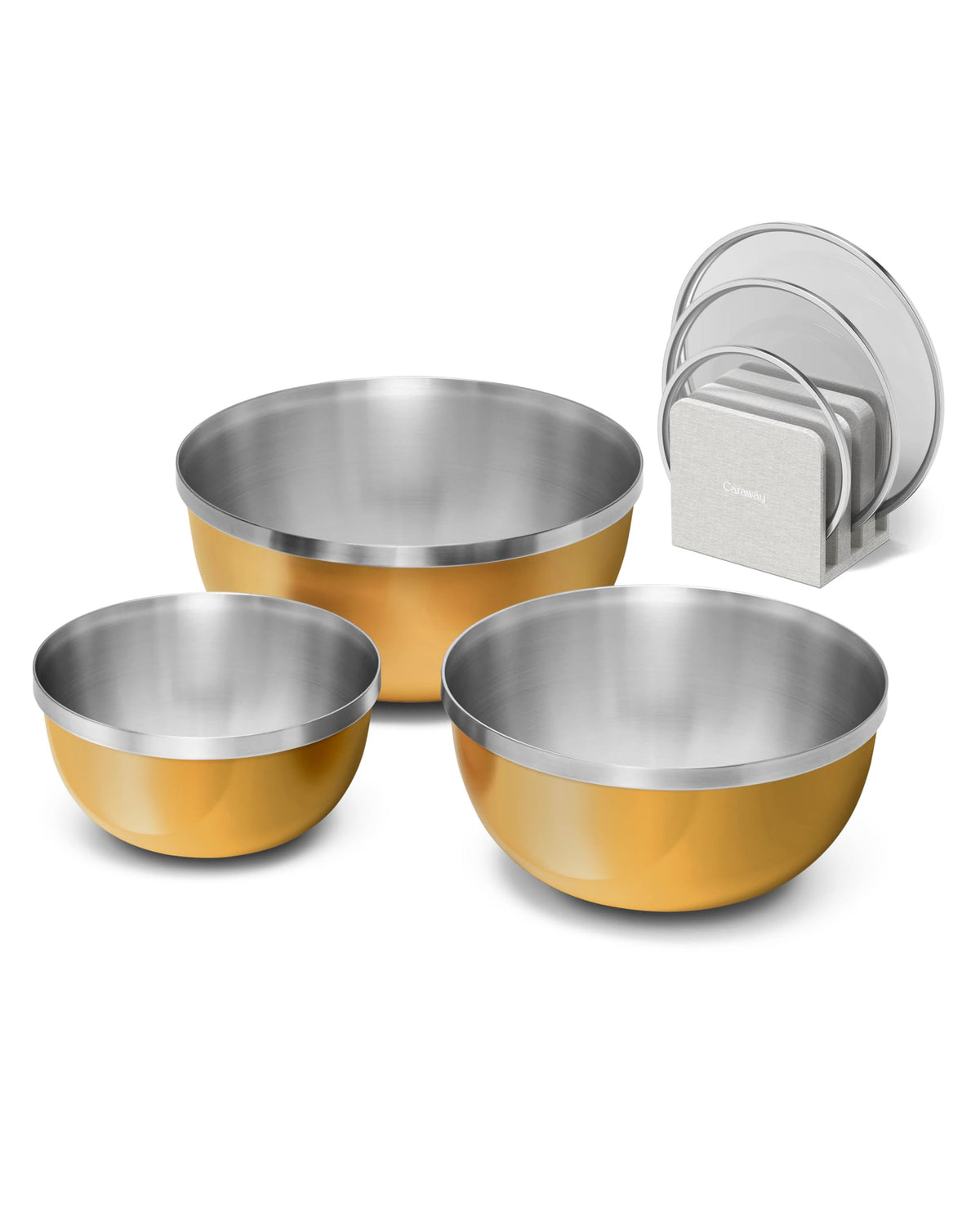 Caraway 6-Piece Stainless Steel Mixing Bowl Set with Glass Lids