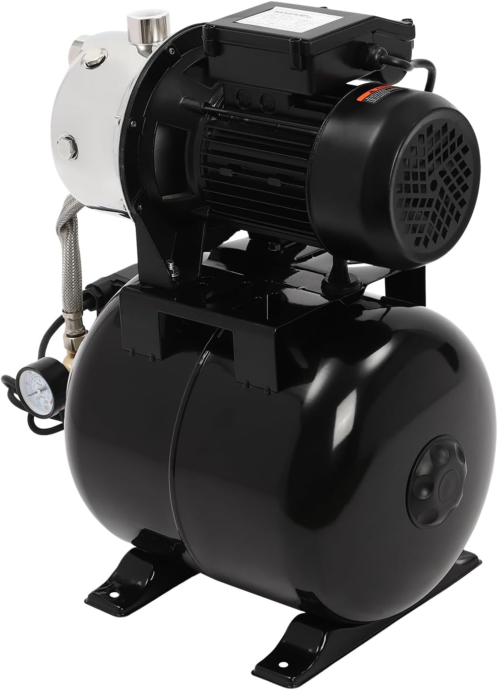1HP Shallow Well Pump with Pressure Tank, 110V Automatic Water Booster Jet Pump, Garden Water Pump Jet, Irrigation Pump for Home, Garden, Farm, Lawn Sprinkler Systems (Black)