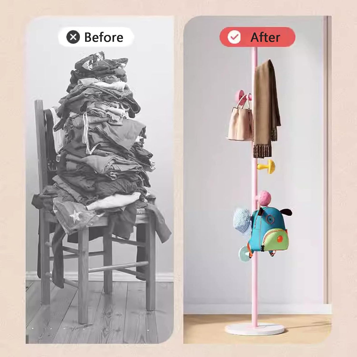 Coat Rack Stand for Children, Metal Freestanding Garment Rack with 8 Mushroom Hooks, Blue
