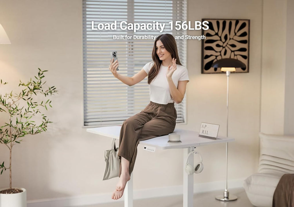 YDN 32 x 19 Inch White Electric Standing Desk