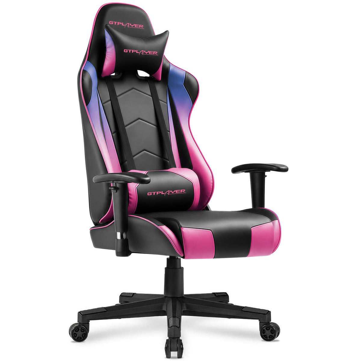GTPLAYER Gaming Chair with Footrest, Ergonomic Computer Game Desk Chair, Reclining Gamer Chair Seat Height Adjustment, Swivel Rocker with Headrest and Lumbar (Gray)
