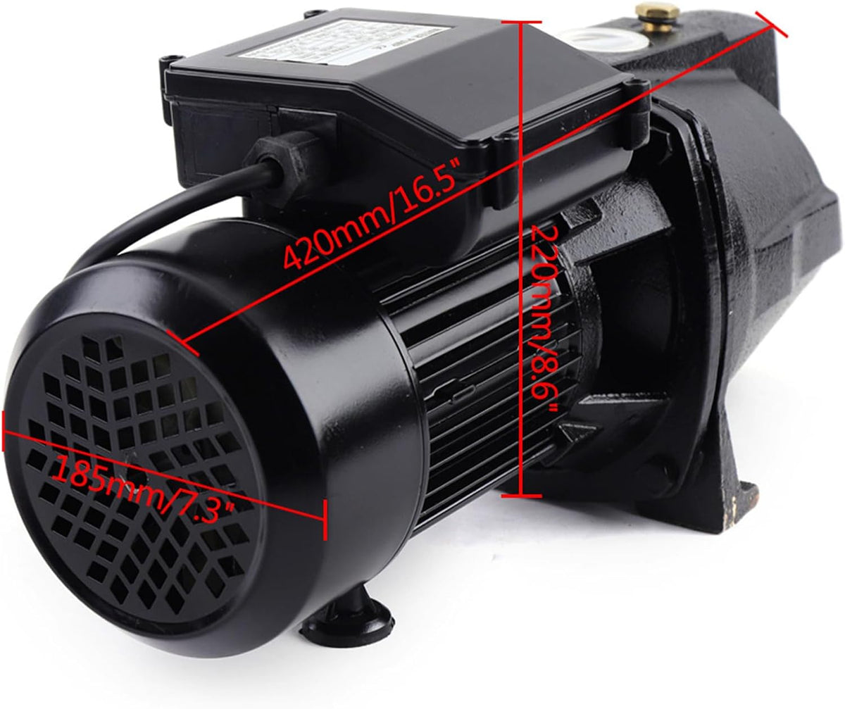 1 HP 750W Well Jet Pump, 110V Cast Iron Shallow Well Jet Pump Q Max 4000L/H(17.5 Gpm) Adjustable Pressure Switch 3420 Rpm Deep Water for Supplying Fresh Water to Large Homes
