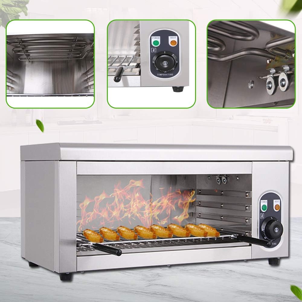 Commercial Electric Cheese Melter, Countertop Grill BBQ Counter for Restaurant for Melt Cheese, Toast Sandwiches, and Grill Steaks 2000W (US Stock)