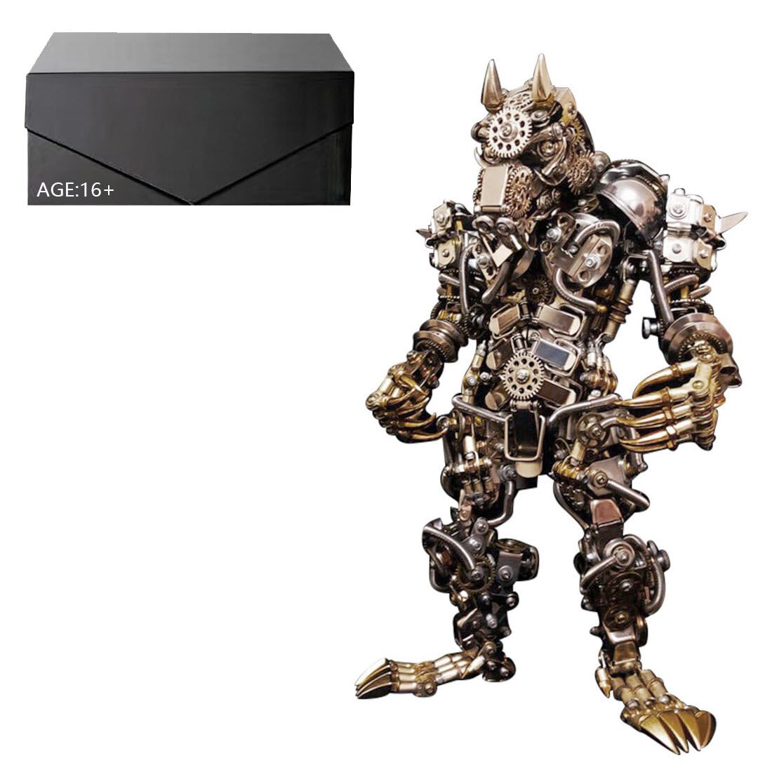 3D Metal Puzzle Animal Model Kit, 1100PCS DIY Assemble Steampunk Mechanical Lizard Model with LED Light, Creative Handcrafted Metal Art Craft Desktop Display & Decoration for Adults