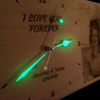 Large Personalized Wooden Clock - Customizable with Photos and Text, Battery Operated